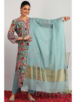 TAHILIYA - Blue Chanderi Silk Plain Dupatta