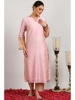 TAHILIYA - Onion Pink Chanderi And Tissue Silk Kurta