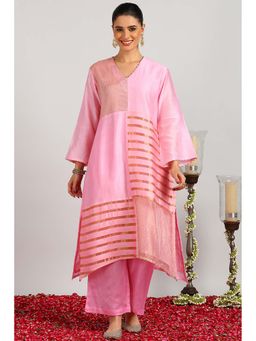 TAHILIYA - Pink Chanderi And Tissue Silk Kurta
