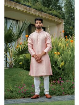 BEFITTING CLOTHING - Peach French Knot Kurta with Pyjama (Set of 2)