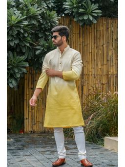 BEFITTING CLOTHING - Yellow Flow Dye Kurta with Pyjama (Set of 2)