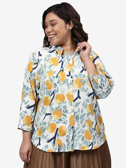 Instafab Plus - Size Women Floral Design Casual Shirt Multi-Color
