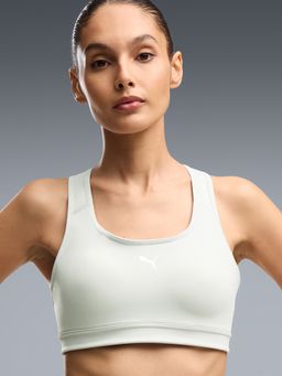 Puma - Green Solid Polyester Fitted Bra