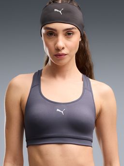 Puma - Grey Solid Polyester Fitted Bra