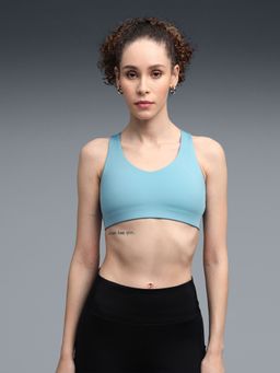 Puma - Blue Solid Polyester Fitted Bra