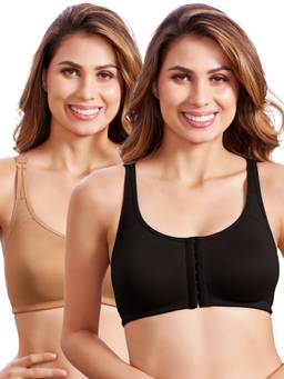 MAROON - Multi-Color Solid Cotton Regular Bra (Pack of 2)