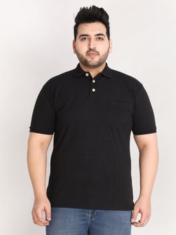 CHKOKKO - Mens Casual Polo Neck T-shirts In Black
