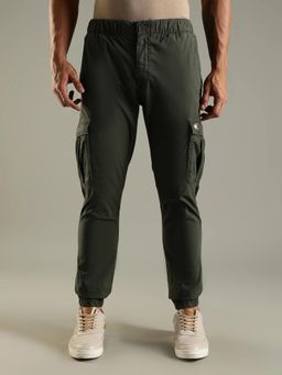 Tommy Hilfiger - Green Slim Fit Solid Mid Rise Joggers