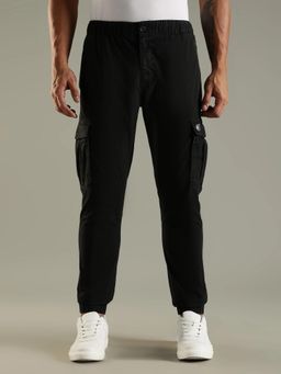 Tommy Hilfiger - Black Slim Fit Solid Mid Rise Joggers