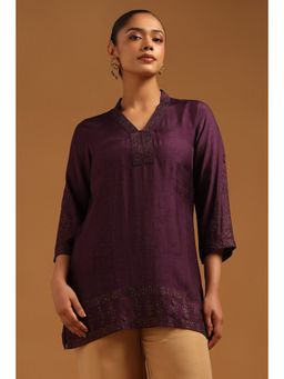 Soch - Wine Embellished/Sequined Three Fourth Sleeves Regular Tunic