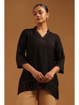 Soch - Black Embellished/Sequined Three Fourth Sleeves Regular Tunic