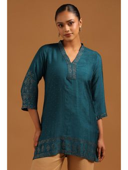 Soch - Green Embellished/Sequined Three Fourth Sleeves Regular Tunic