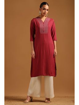 Soch - Pink Embroidered Three Fourth Sleeves Kurta