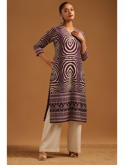 Soch - Purple Printed Three Fourth Sleeves Kurta
