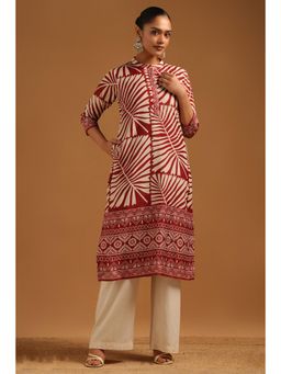 Soch - Red Printed Three Fourth Sleeves Kurta