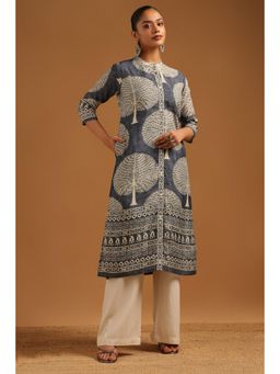 Soch - Grey Printed Three Fourth Sleeves Kurta