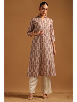 Soch - Beige Printed Three Fourth Sleeves Kurta