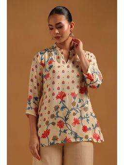Soch - Cream Floral Three Fourth Sleeves Regular Tunic