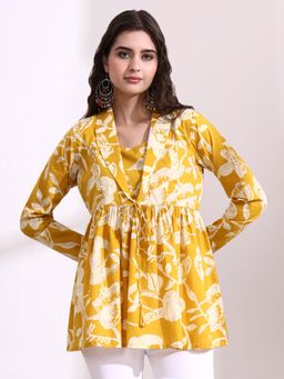 Divena - Mustard Printed Full Sleeves Regular Tunic