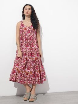 Divena - Multi-Color Floral Sleeveless Midi Dress