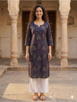 Rajnandini - Indigo Printed Three Fourth Sleeves Kurta