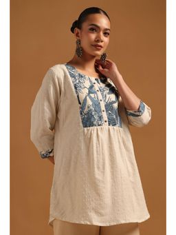 Soch - Cream Printed Three Fourth Sleeves Regular Tunic