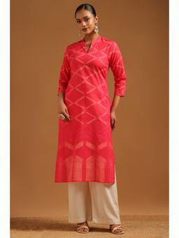 Soch - Pink Geometric Three Fourth Sleeves Kurta
