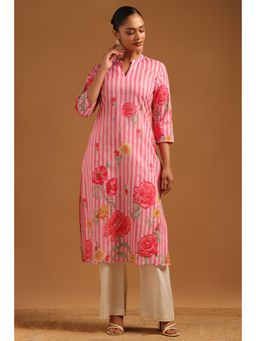 Soch - Pink Floral Three Fourth Sleeves Kurta