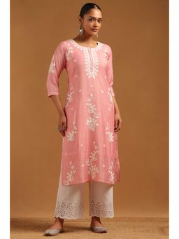 Soch - Pink Embroidered Three Fourth Sleeves Kurta