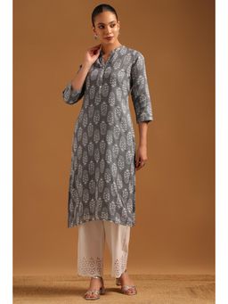 Soch - Grey Printed Three Fourth Sleeves Kurta