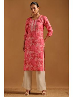 Soch - Pink Floral Three Fourth Sleeves kurta