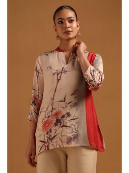 Soch - Peach Printed Three Fourth Sleeves Regular Tunic