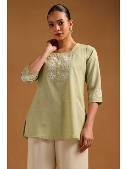 Soch - Green Embroidered Three Fourth Sleeves Regular Tunic