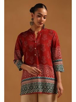 Soch - Red Printed Three Fourth Sleeves Regular Tunic