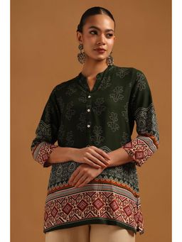 Soch - Green Printed Three Fourth Sleeves Regular Tunic