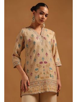 Soch - Beige Printed Three Fourth Sleeves Regular Tunic