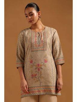 Soch - Beige Printed Three Fourth Sleeves Regular Tunic