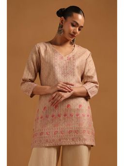 Soch - Beige Printed Three Fourth Sleeves Regular Tunic