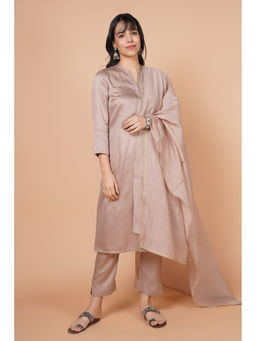 Barara Ethnic - Almond Modal Kurta (Set of 3)