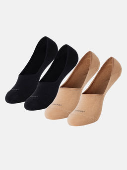 Jockey - 7484 Women Compact Cotton No Show Socks - Black & Skin (Pack of 2)