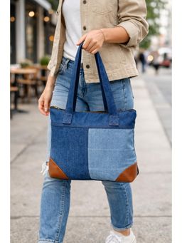 THE PURANI JEANS - Classic Denim with PU accent Tote Bag
