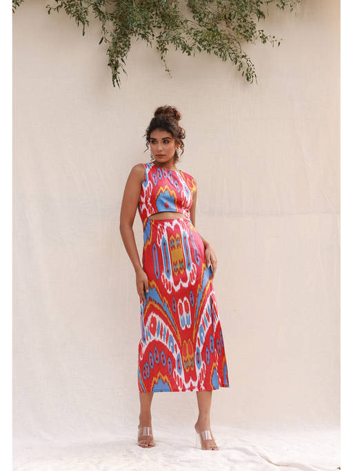 Buy Moonstruck Sleeveless Straight Body Fit Mid Waist Cut-Out Dress Online