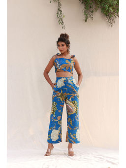 Moonstruck - Shoulder Knot Crop Top with Straight Pants Co-Ord (Set Of 2)