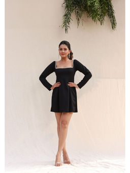 Moonstruck - Beaded Neck Black Shift Dress