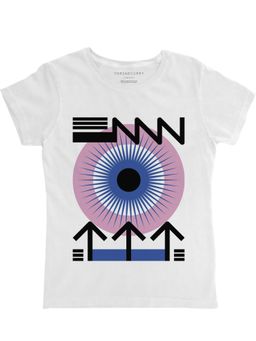 THREADCURRY - Pattern Girls White Printed Crew Neck T-shirt