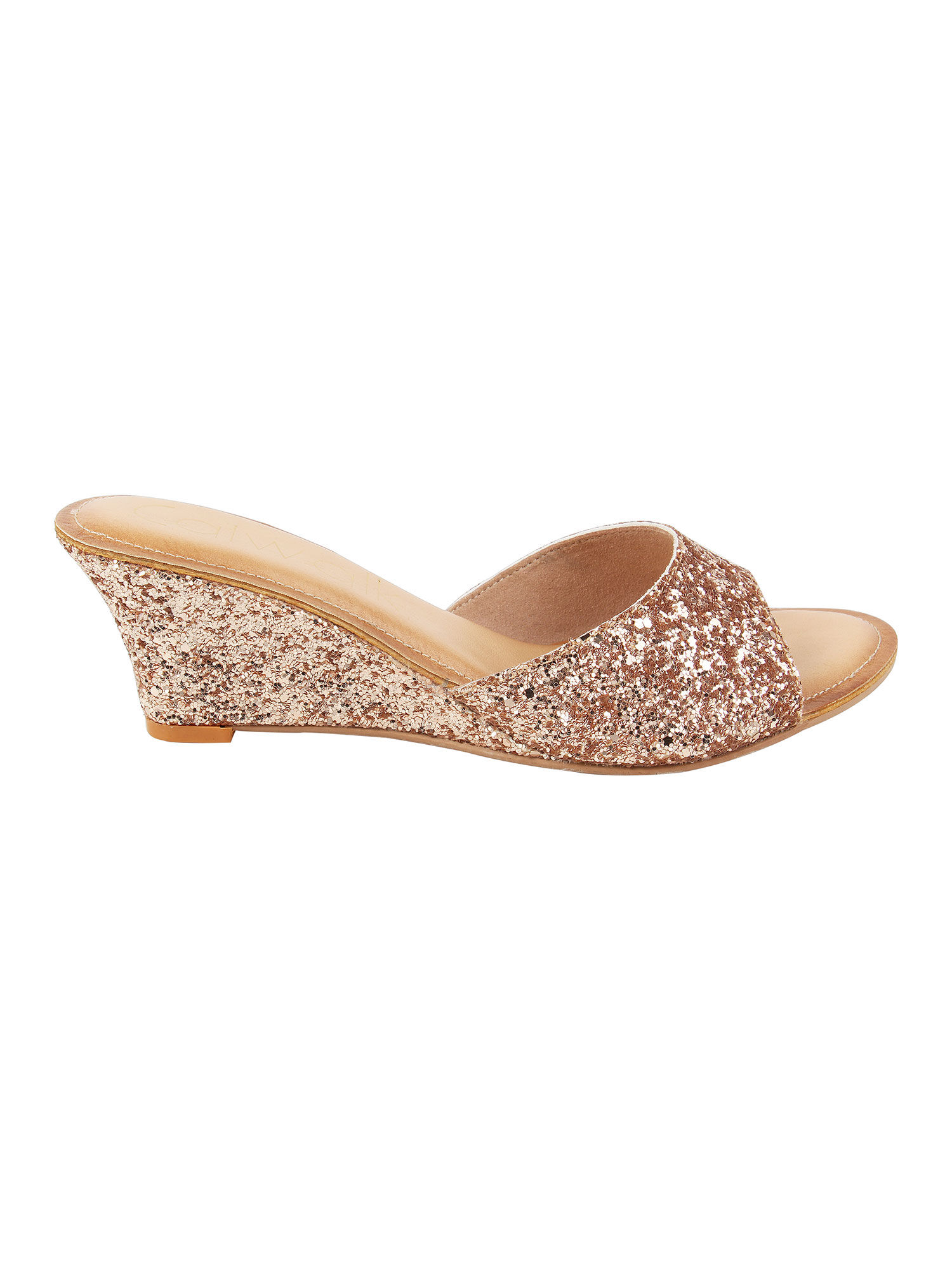 Catwalk Rose Gold Embellished Wedges 