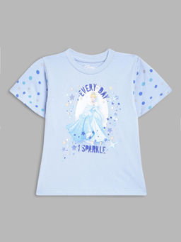 Blue Giraffe - Girls Blue Printed T-Shirt