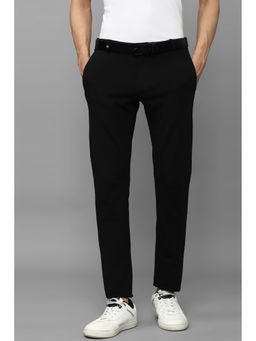 Louis Philippe - Men Black Super Slim Fit Solid Flat Front Casual Trousers