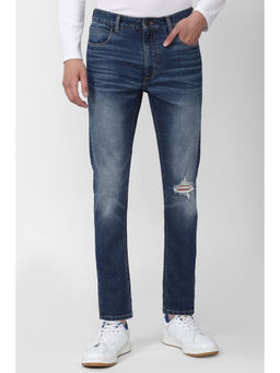 Peter England - Men Blue Dark Wash Tapered Jeans