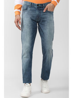 Peter England - Men Blue Mid Wash Tapered Jeans
